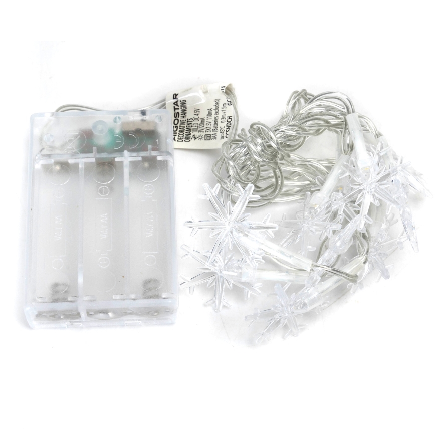 Aigostar - Guirlande LED 10xLED/3xAA, 1,5 m, blanc chaud, à motifs flocons
