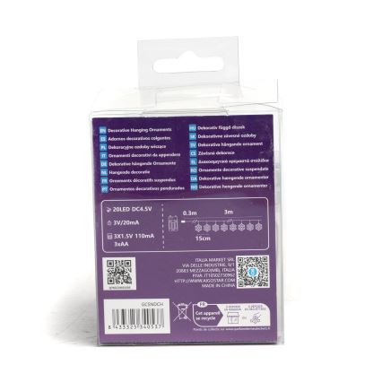 Aigostar - Guirlande LED 20 LED / 3x AA, 3,3 m, motif flocons
