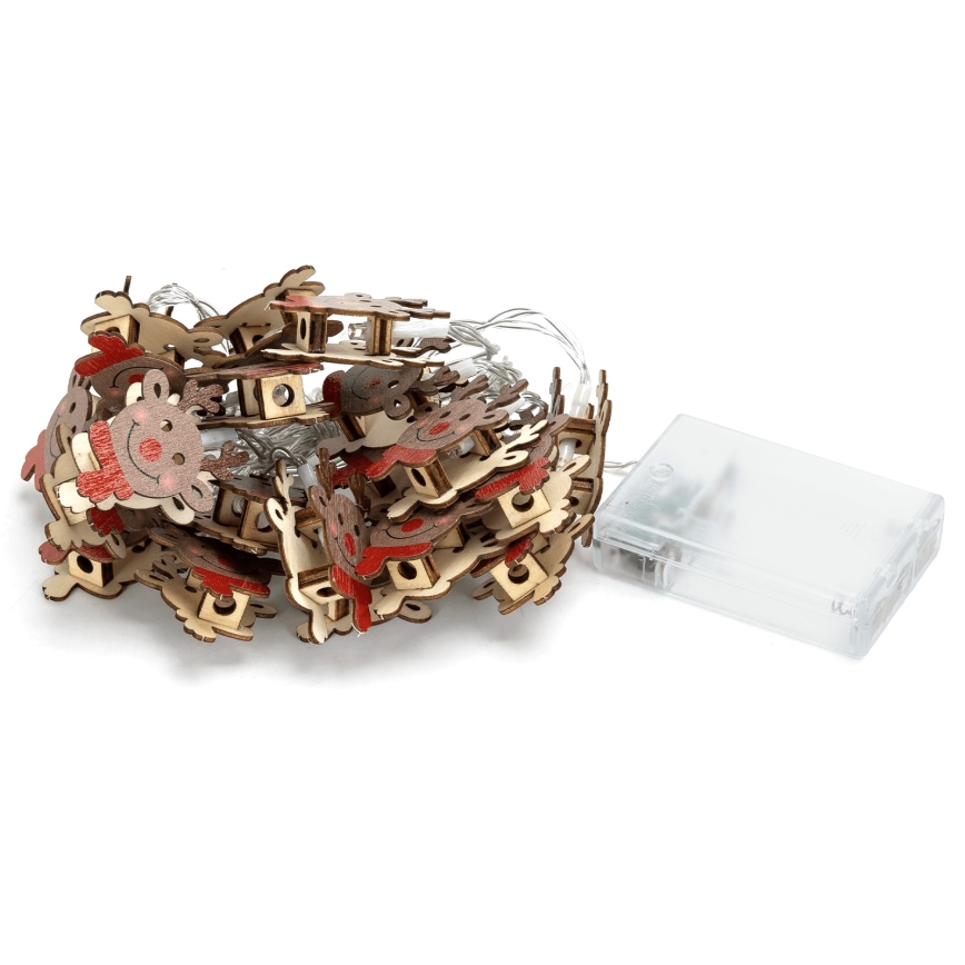 Aigostar - Guirlande LED 20 LED, 3xAA, 3 m, blanc chaud, motif renne