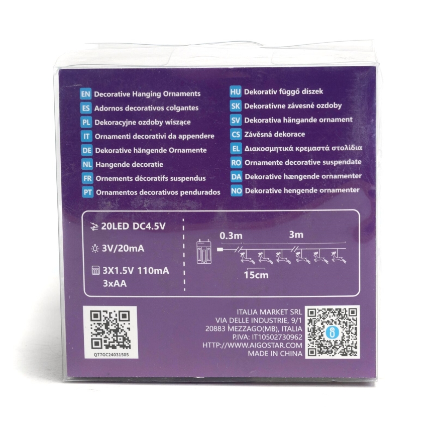 Aigostar - Guirlande LED 20xLED/3xAA 3,3m rennes