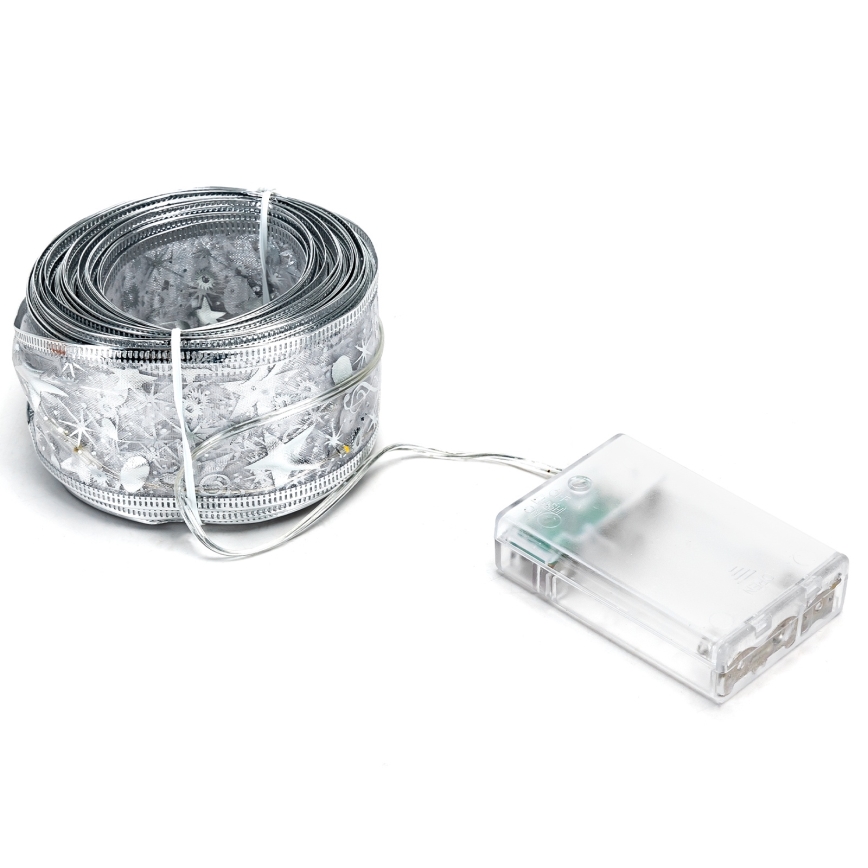 Aigostar - Guirlande LED 50 LED / 3×AA, 5 m, blanc chaud, argentée