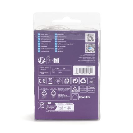 Aigostar - Guirlande LED 50xLED/3xAA 5,3m blanc chaud