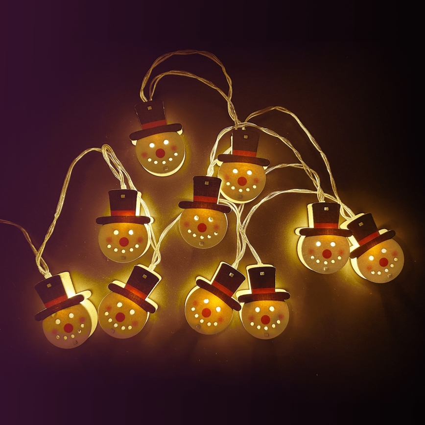 Aigostar - Guirlande LED de Noël 10xLED/3xAA 1,5m blanc chaud bonhomme de neige