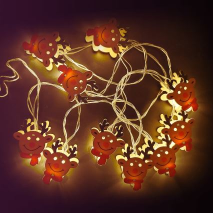 Aigostar - guirlande LED de Noël 10xLED/3xAA 1,5m blanc chaud renne