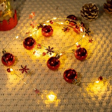 Aigostar - Guirlande de Noël LED 20xLED/3xAA 2 m blanc chaud