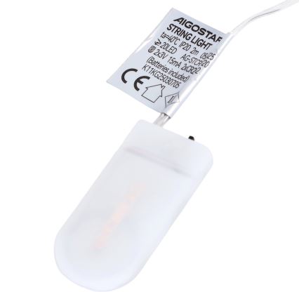 Aigostar - Guirlande LED de Noël 20xLED/2xCR2032 2m multicolore