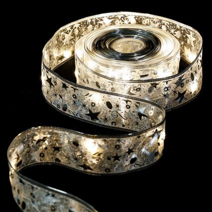 Aigostar - Guirlande de Noël LED 20 LED / 3 piles AA, 2 m, blanc chaud, argentée