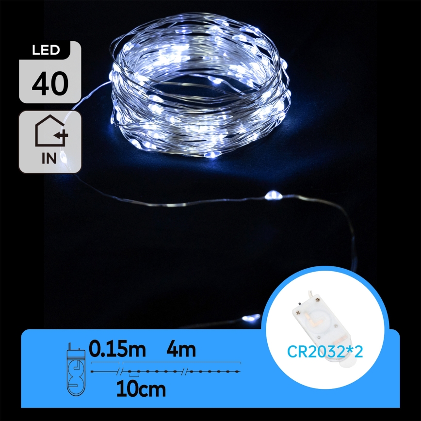 Aigostar - Guirlande LED de Noël 40xLED/2x3V 4m blanc froid