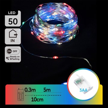 Aigostar - Guirlande LED de Noël 50xLED/3xAA 5,3m multicolore
