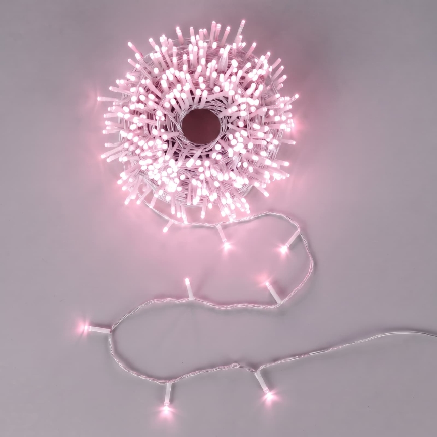 Aigostar - Guirlande LED de Noël d'extérieur 100 LED / 8 fonctions 13 m IP44 rose