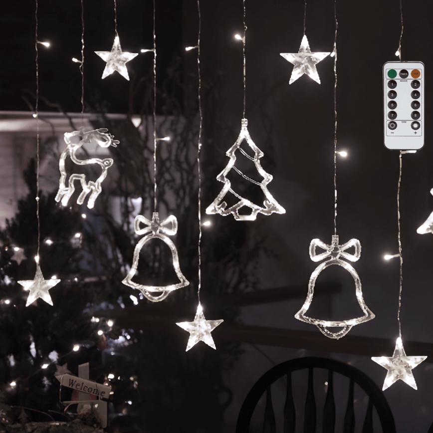 Aigostar - Guirlande LED de Noël d'extérieur 120xLED/8 fonctions 3x0,6m IP44 blanc froid + télécommande