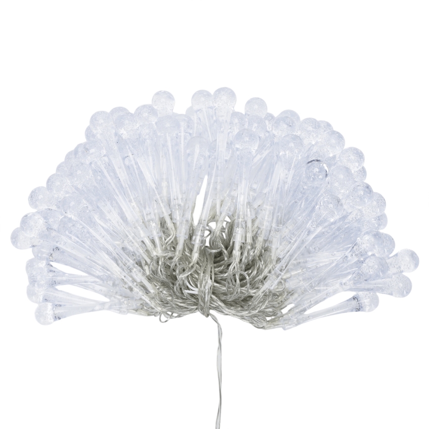 Aigostar - Guirlande LED d'extérieur pour Noël, 100 LED / 8 fonctions, 3xAA, 10 m, IP44, blanc chaud, ampoules en forme de goutte