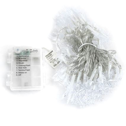Aigostar - Guirlande lumineuse LED d'extérieur 100 LED / 8 fonctions, 3 piles AA, 10 m, IP44, blanc chaud, motif étoiles