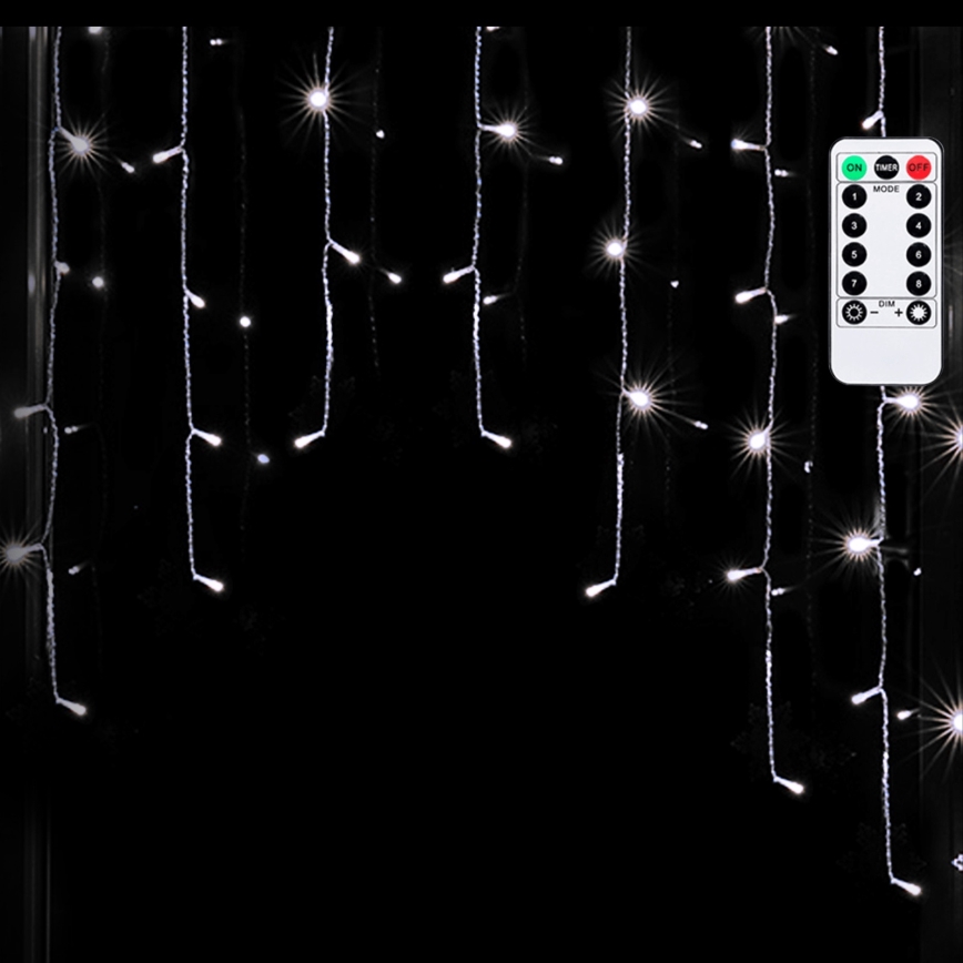 Aigostar - Guirlande LED de Noël extérieure 100xLED/6W/230V/8 fonctions 1,5 x 1 m IP44 blanc froid + télécommande