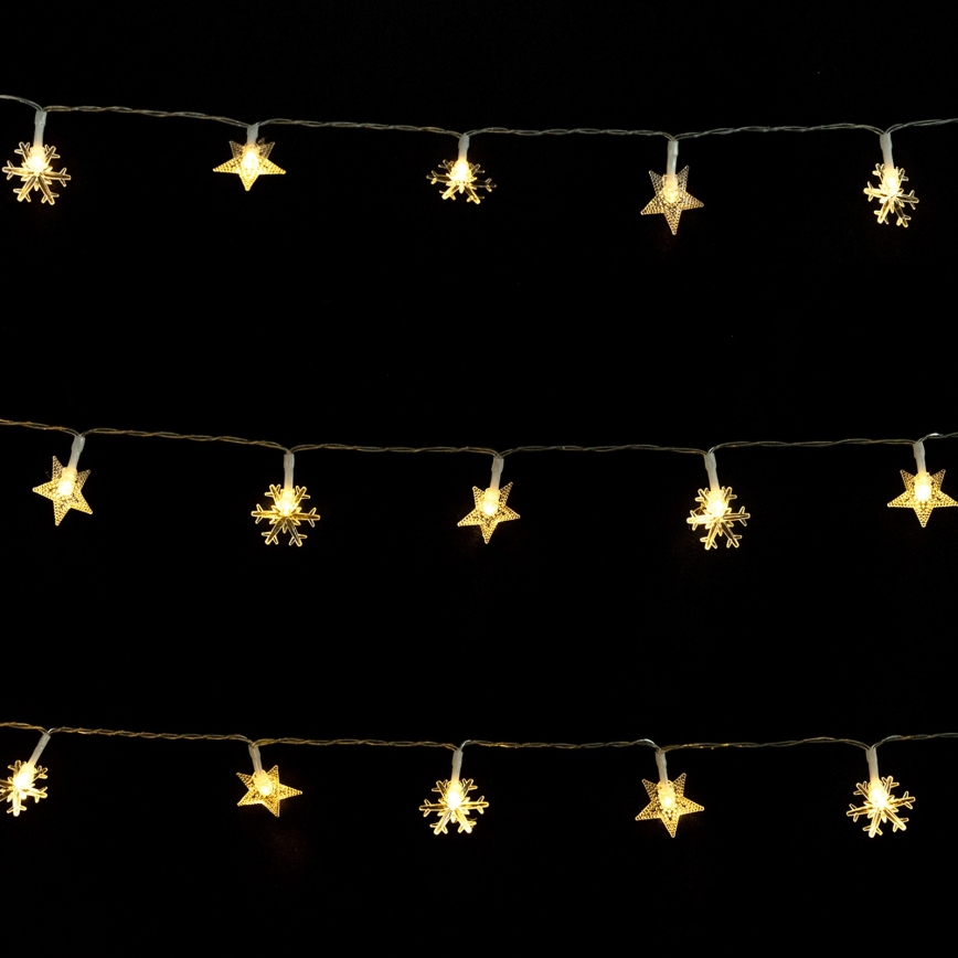 Aigostar - Guirlande de Noël extérieure LED 50xLED/8 fonctions 3xAA 5m IP44 blanc chaud étoiles