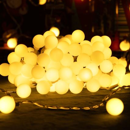 Aigostar - Guirlande décorative LED d'extérieur 50 LED/8 fonctions 5 m IP44 blanc chaud