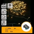 Aigostar - Guirlande LED d'extérieur 100 LED, 8 modes, 3×AA, 5,3 m, IP44, blanc chaud