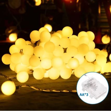Aigostar - Guirlande lumineuse LED extérieure 100xLED/3xAA/8 fonctions 10,3 m IP44 blanc chaud