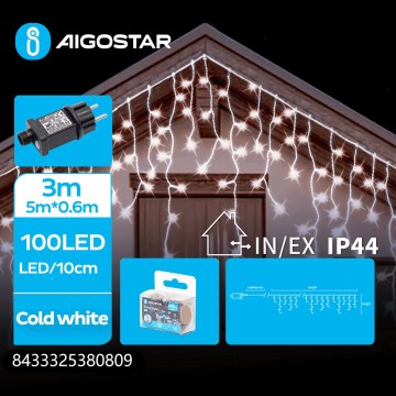 Aigostar - Guirlande LED d'extérieur 100xLED/8 fonctions 8x0,6m IP44 blanc froid