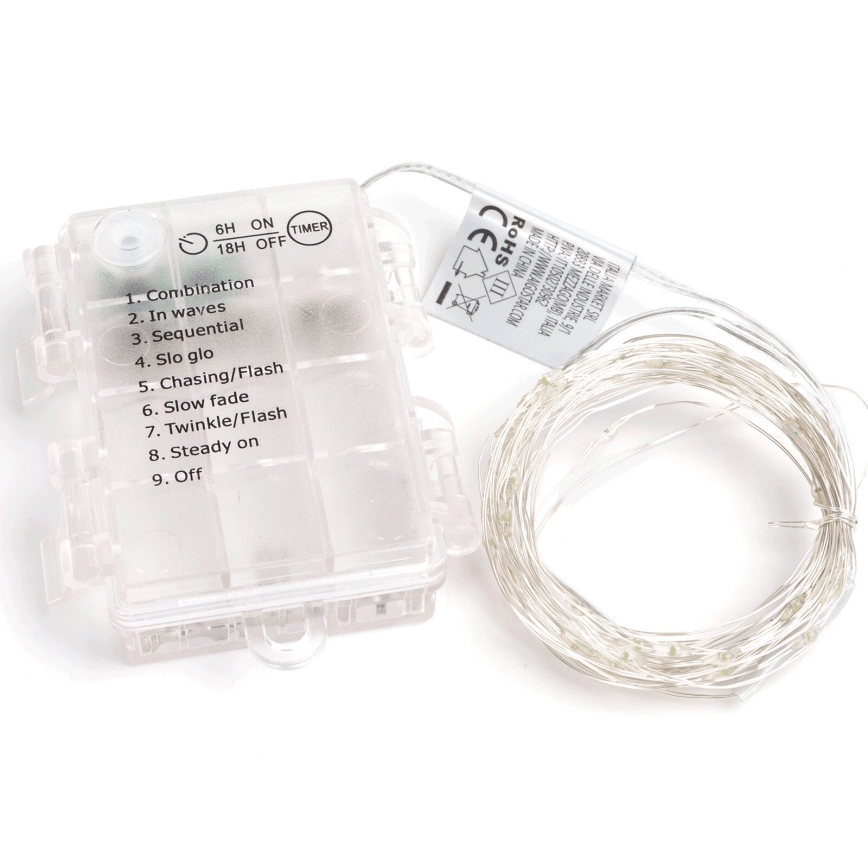 Aigostar - Guirlande LED extérieure 150xLED/8 fonctions/3xAA 15,3m IP44 blanc froid