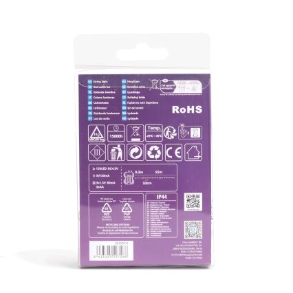 Aigostar - Guirlande LED extérieure 150xLED/8 fonctions/3xAA 15,3m IP44 blanc froid