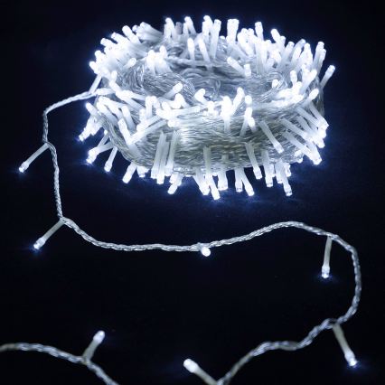 Aigostar - Guirlande de Noël LED d'extérieur 150 LED / 8 fonctions, 3x AA, 15,3 m, IP44, blanc froid