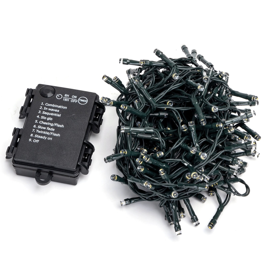 Aigostar - Guirlande LED d'extérieur 200 LED/8 fonctions 3 piles AA 10,3 m IP44 multicolore