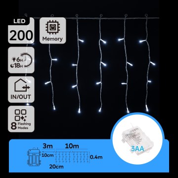 Aigostar - Guirlande LED d'extérieur 200xLED/8 fonctions 13x0,4m IP44 blanc froid