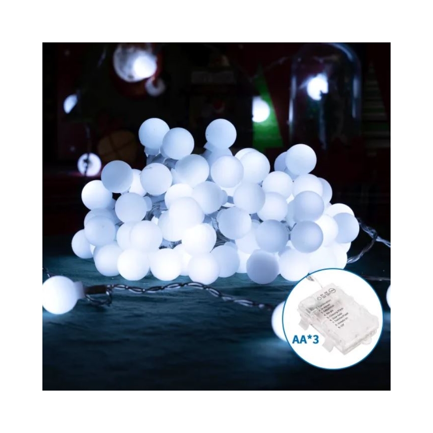 Aigostar - Guirlande LED d'extérieur 25xLED/3xAA/8 fonctions 2,8 m IP44 blanc froid