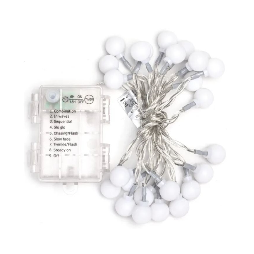 Aigostar - Guirlande LED d'extérieur 25xLED/3xAA/8 fonctions 2,8 m IP44 blanc froid