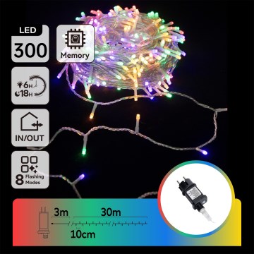 Aigostar - Guirlande LED d'extérieur 300 LED / 8 fonctions 33 m IP44 multicolore