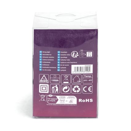 Aigostar - Guirlande LED d'extérieur 50 LED, 8 fonctions, 8 m, IP44, blanc froid