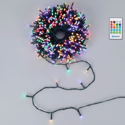 Aigostar - Guirlande de Noël d'extérieur à intensité réglable avec capteur de mouvement, 100xLED/3xAA, 12 m, multicolore + télécommande
