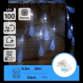Aigostar - Guirlande LED d'extérieur pour Noël, 100 LED, 8 fonctions, 3x piles AA, 10 m, IP44, blanc froid, ampoules en forme de goutte