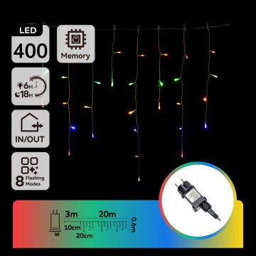 Aigostar - Guirlande LED extérieure 400xLED/8 fonctions 23x0,6m IP44 multicolore