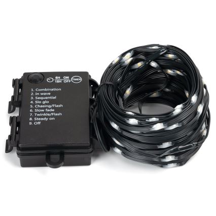 Aigostar - Guirlande LED extérieure 50 LED / 8 fonctions / 3 piles AA / 5,3 m / IP44 / blanc chaud
