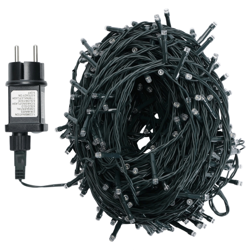 Aigostar - Guirlande LED d'extérieur 500 LED / 8 modes, 50 m, IP44, blanc chaud