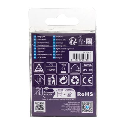 Aigostar - Guirlande LED extérieure 50xLED/8 fonctions 3xAA 5,3m IP44 blanc chaud