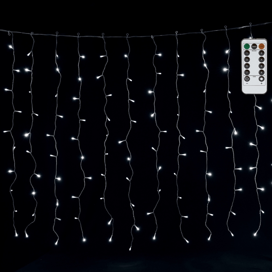 Aigostar - Guirlande LED d'extérieur 300 LED/8 fonctions 3 x 1 m IP44 blanc froid + télécommande