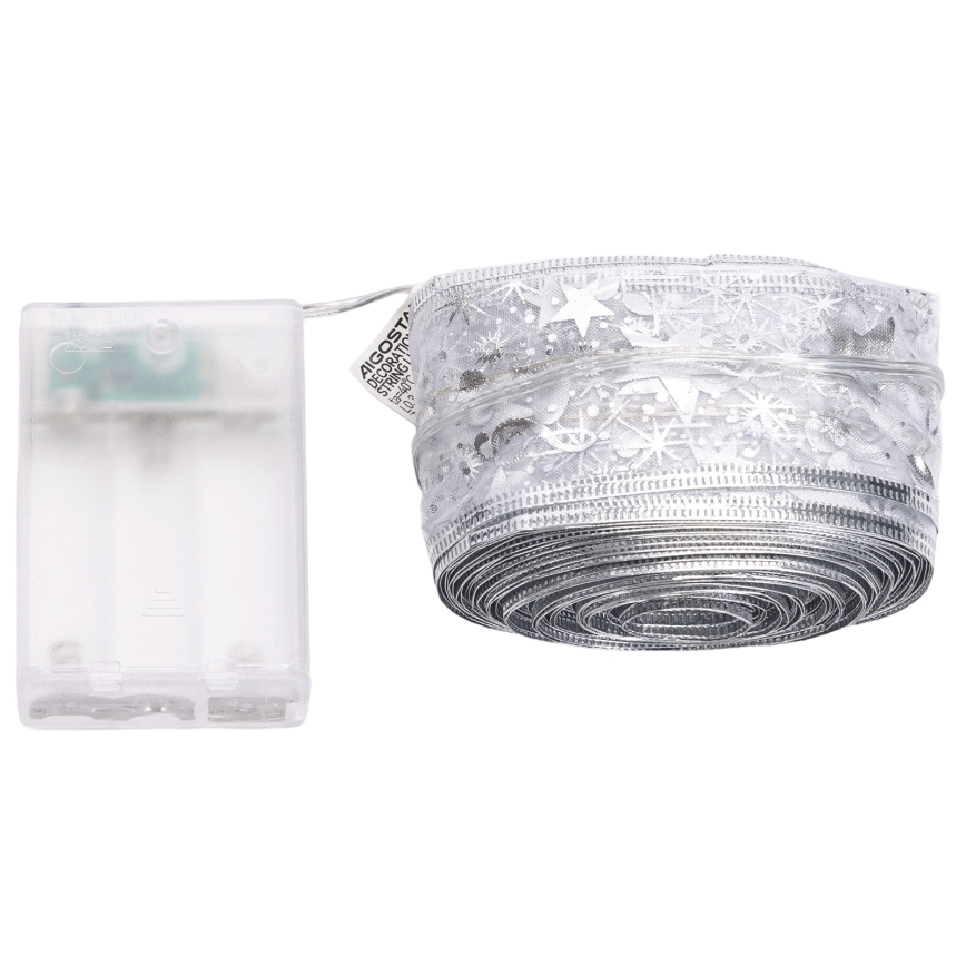 Aigostar - Guirlande de Noël LED 100 LED / 3xAA, 10 m, blanc chaud, argentée