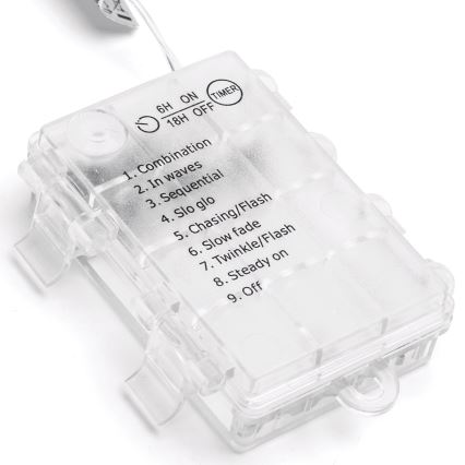 Aigostar - Guirlande lumineuse de Noël extérieure 200 LED / 8 fonctions 3xAA 5 x 2 m IP44 blanc chaud