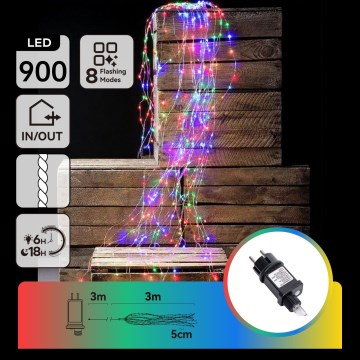 Aigostar - Guirlande lumineuse de Noël extérieure 900xLED/8 fonctions 6m IP44 multicolore