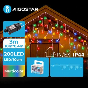 Aigostar - Guirlande lumineuse de Noël extérieure à LED 200 LED / 8 fonctions / 13 × 0,4 m / IP44 / multicolore