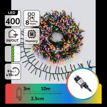 Aigostar - Guirlande lumineuse de Noël extérieure LED 400 LEDs / 8 fonctions, 13 m, IP44, multicolore