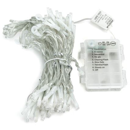 Aigostar - Guirlande lumineuse LED de Noël extérieure 192xLED/8 fonctions 3xAA 4,5x1,2m IP44 blanc chaud