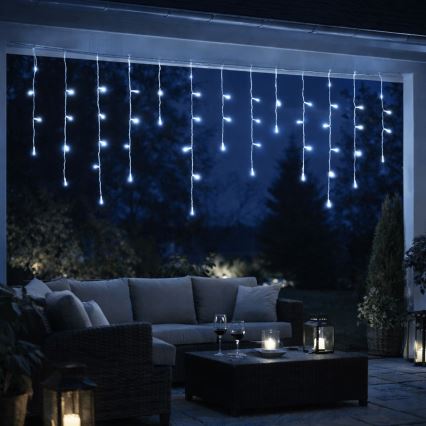 Aigostar - Guirlande de Noël LED d'extérieur 300 LED, 8 fonctions, 3xAA, 18 x 0,6 m, IP44, blanc froid
