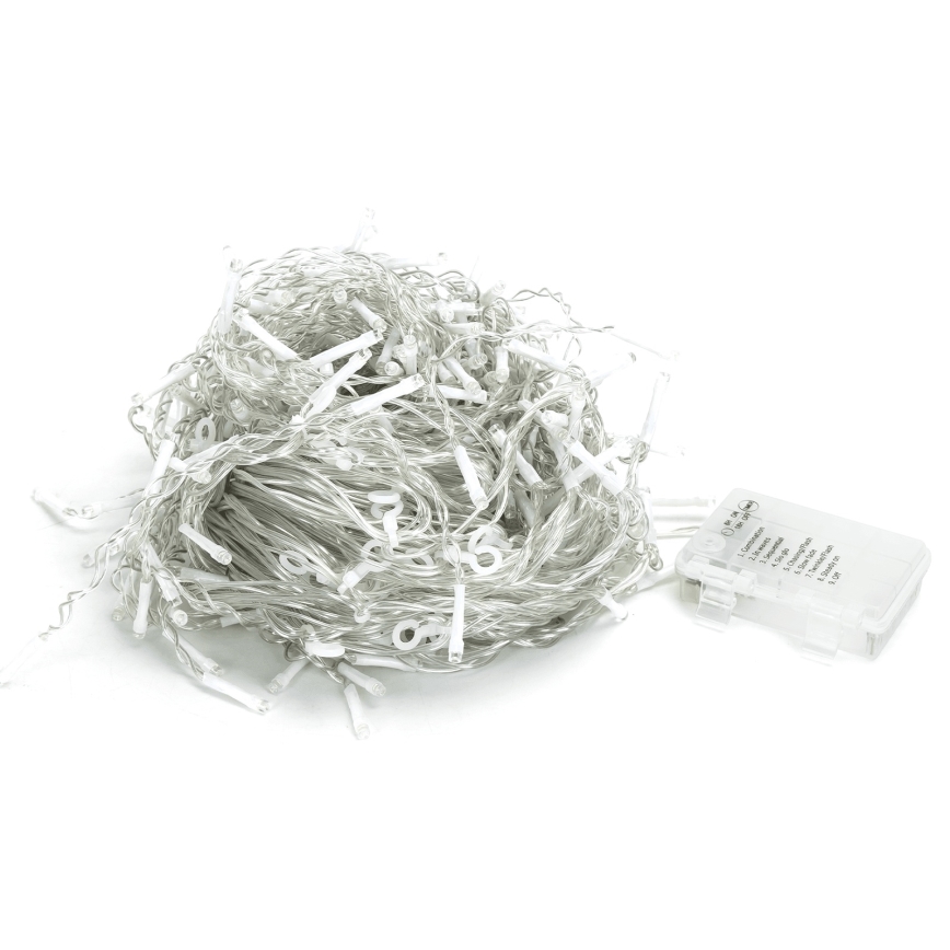 Aigostar - Guirlande de Noël LED d'extérieur 300 LED, 8 fonctions, 3xAA, 18 x 0,6 m, IP44, blanc froid