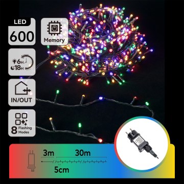 Aigostar - Guirlande lumineuse de Noël LED RGBY pour extérieur 600 LED/8 fonctions 30 m IP44