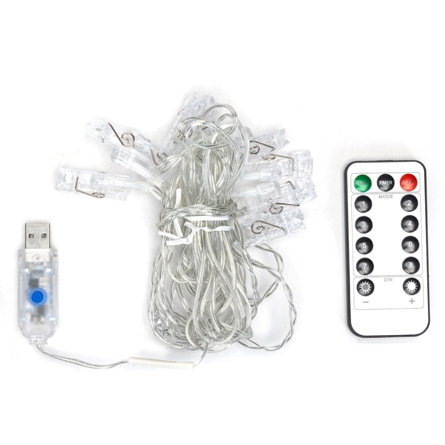 Aigostar - Guirlande lumineuse décorative LED 10xLED/5W/USB, 5 m, blanc chaud