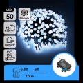 Aigostar - Guirlande lumineuse d'extérieur 50 LED / 8 fonctions, 3xAA, 5,3 m, IP44, blanc froid